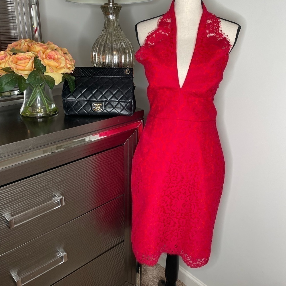 𝅺NWT! Red Keepsake Lace Halter Dress Size M